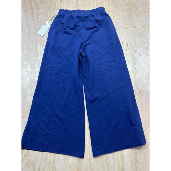 NWT Three Dots Navy Blue Stretchy Wide Leg Pull On Pockets Size XS Ankle Cropped - Picture 4 of 5